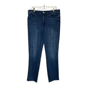 Seven7 Weekend Fit Boyfriend Jeans Raw Hem Blue Dark Wash Denim Size‎ 14
